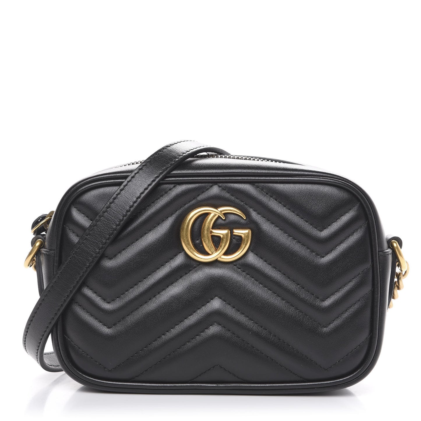 Calfskin Matelasse Mini GG Marmont Chain Shoulder Bag Black