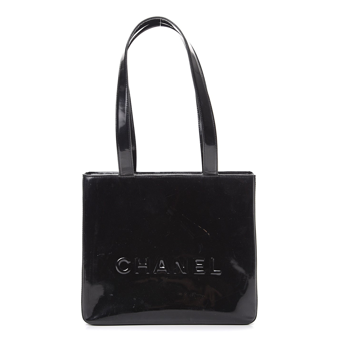 Patent Logo Shoulder Bag Black
