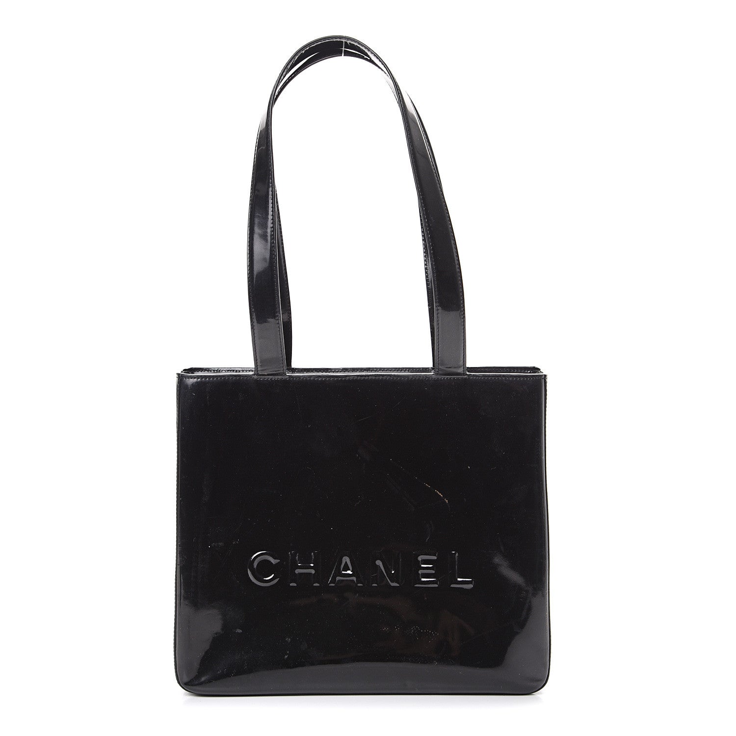 Chanel Patent Logo Shoulder Bag Black 1 of 21