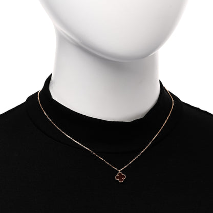 Van Cleef & Arpels 18K Rose Gold Carnelian Sweet Alhambra Pendant Necklace 2 of 7
