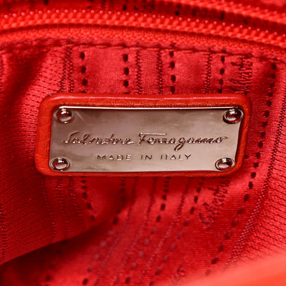 Salvatore Ferragamo Grained Calfskin Sofia Satchel Red 6 of 21