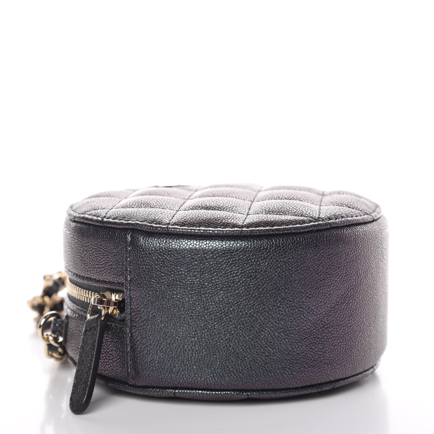 Chanel Iridescent Caviar Quilted Round Clutch With Chain Black 4 of 10