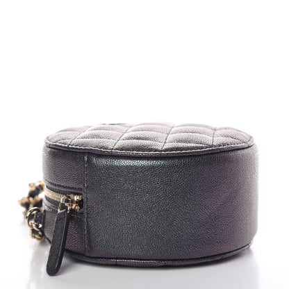 Chanel Iridescent Caviar Quilted Round Clutch With Chain Black 4 of 10