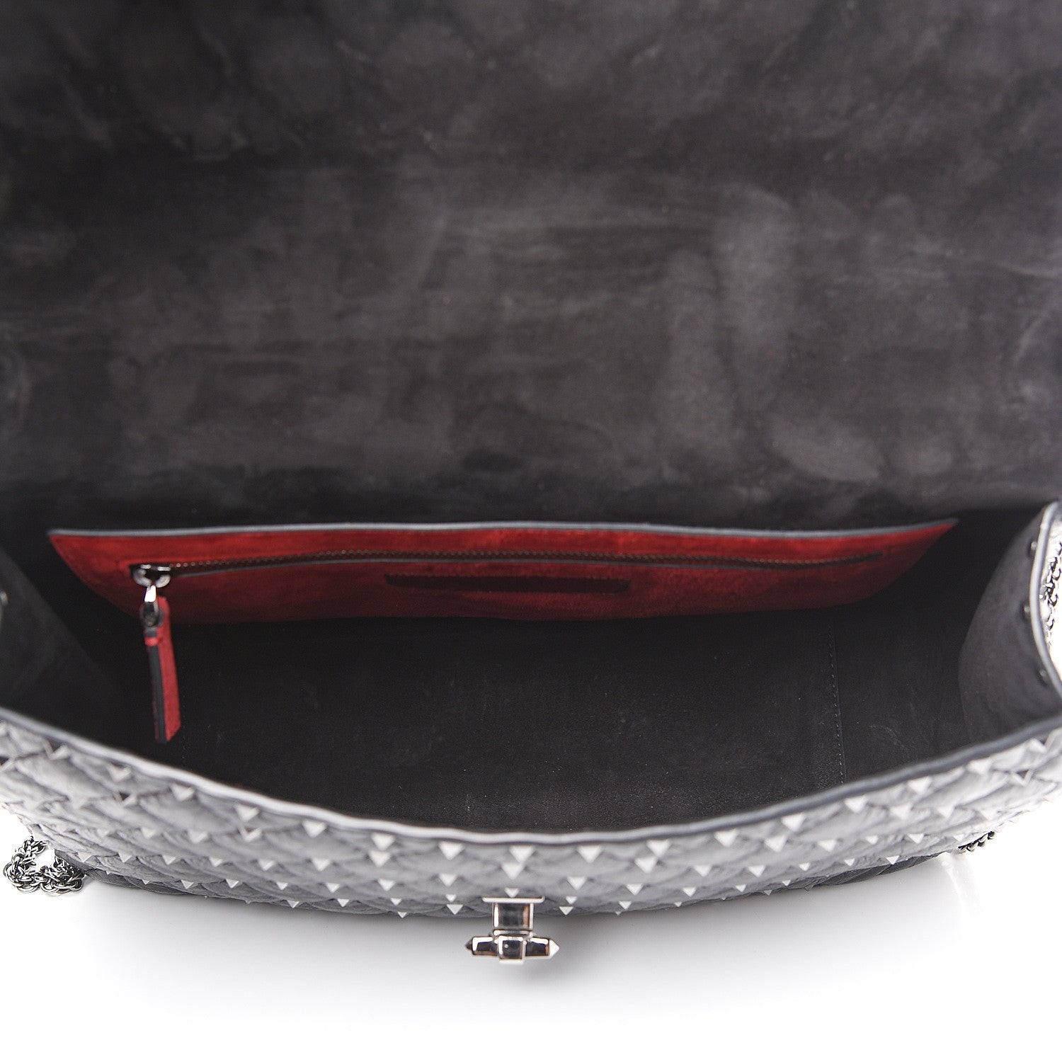 Valentino Garavani Craquele Nappa Large Rockstud Spike Shoulder Bag Black 4 of 10