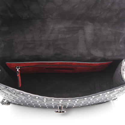 Valentino Garavani Craquele Nappa Large Rockstud Spike Shoulder Bag Black 4 of 10