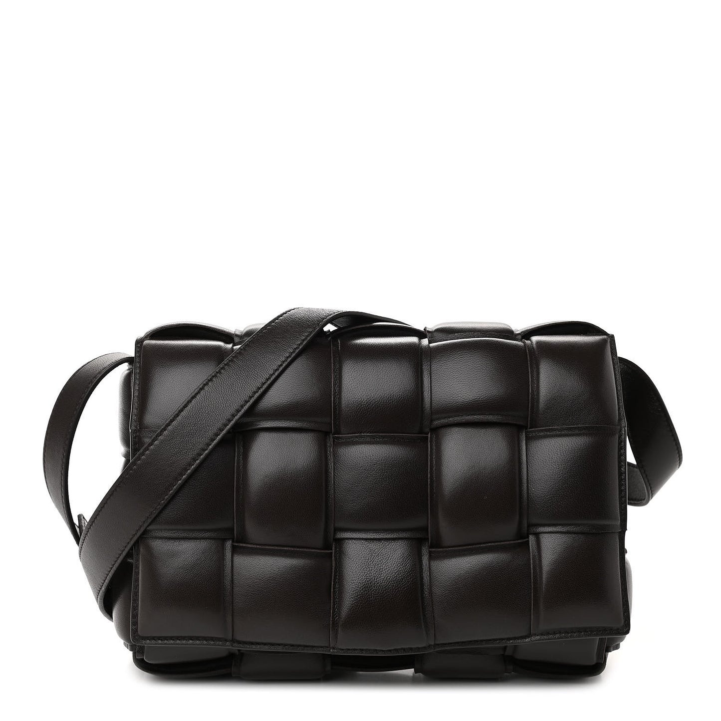 Nappa Maxi Intreccio Padded Cassette Crossbody Bag Fondente