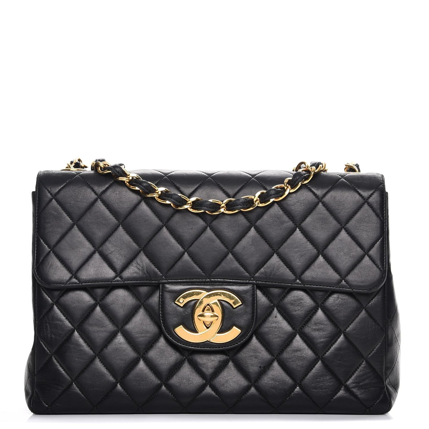 Lambskin Quilted Jumbo Single Flap Black