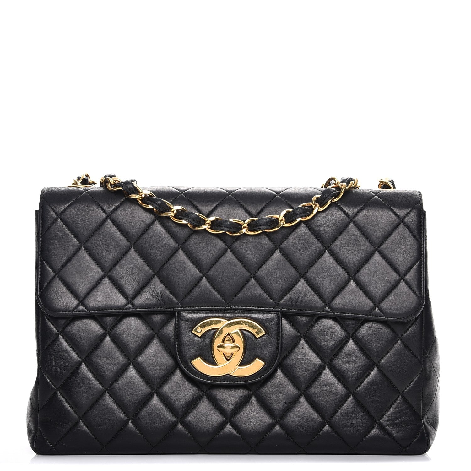 Chanel Lambskin Quilted Jumbo Single Flap Black 1 of 12