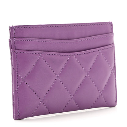 Chanel Lambskin Quilted Card Holder Purple 3 of 11