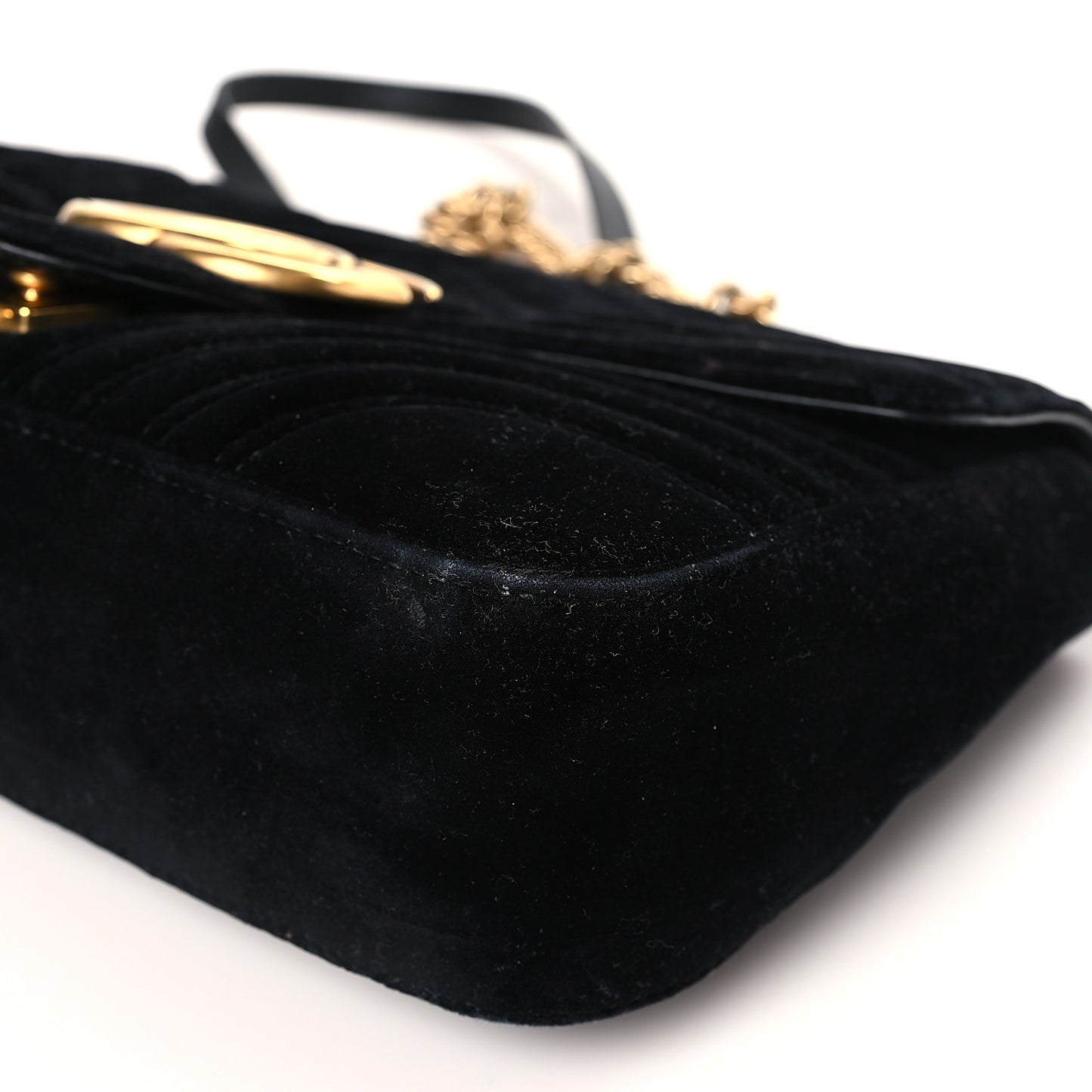 Velvet Matelasse Medium GG Marmont Shoulder Bag Black