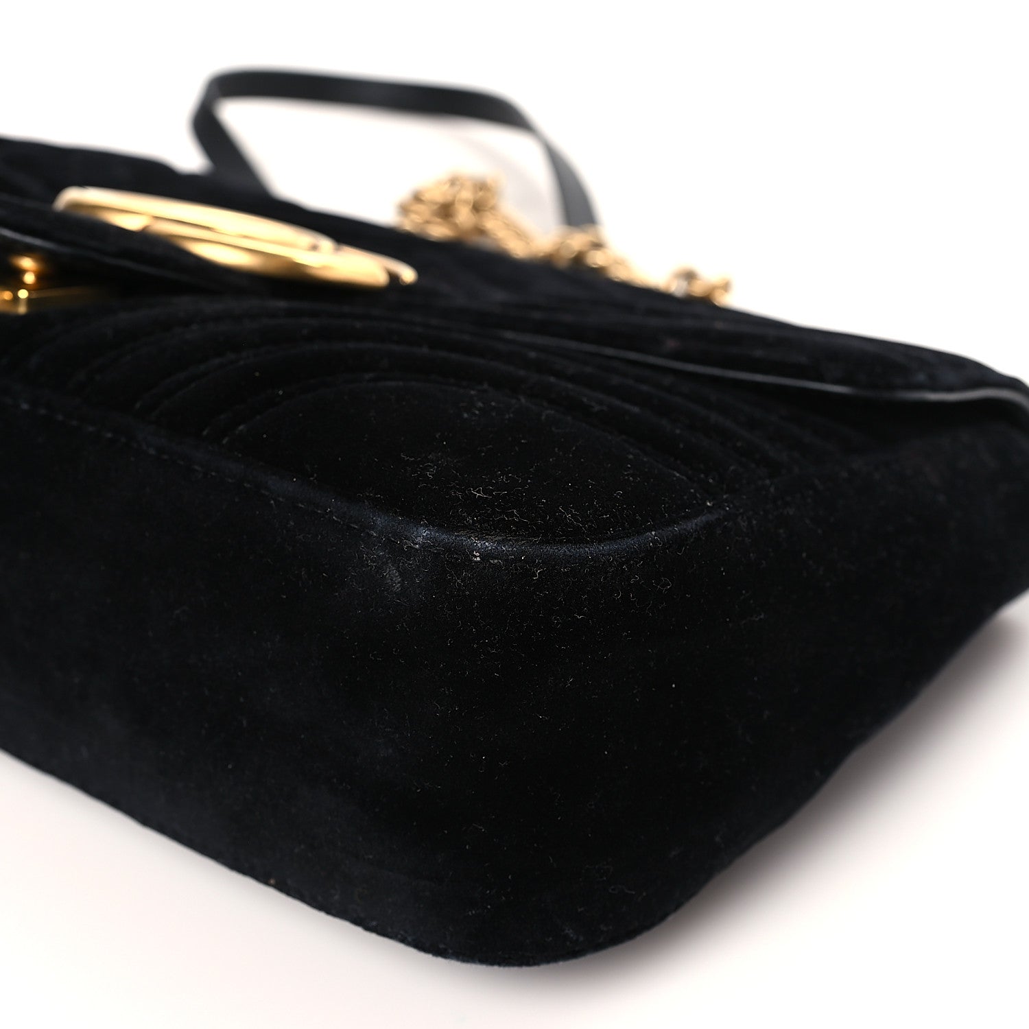 Gucci Velvet Matelasse Medium GG Marmont Shoulder Bag Black 9 of 9