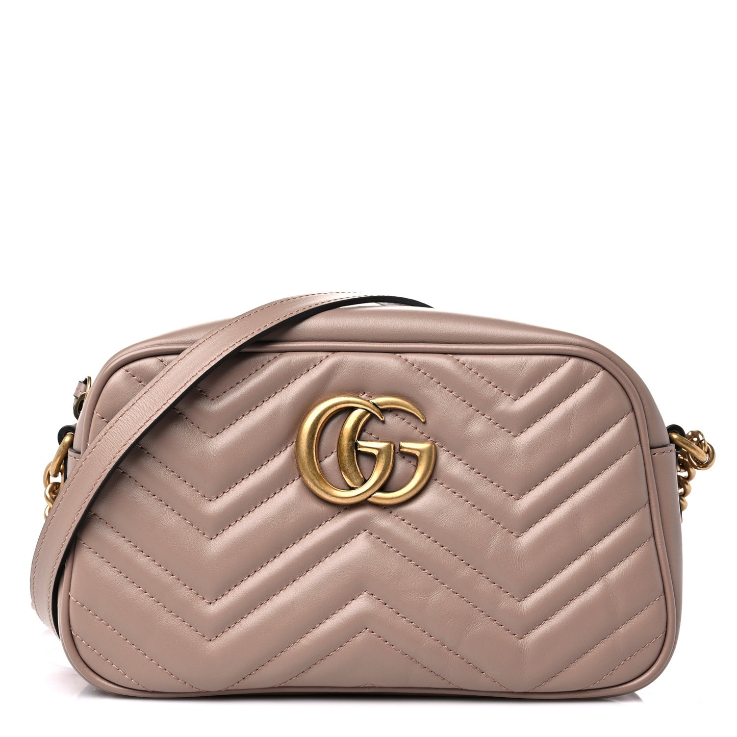 Calfskin Matelasse Small GG Marmont Chain Shoulder Bag Porcelain Rose