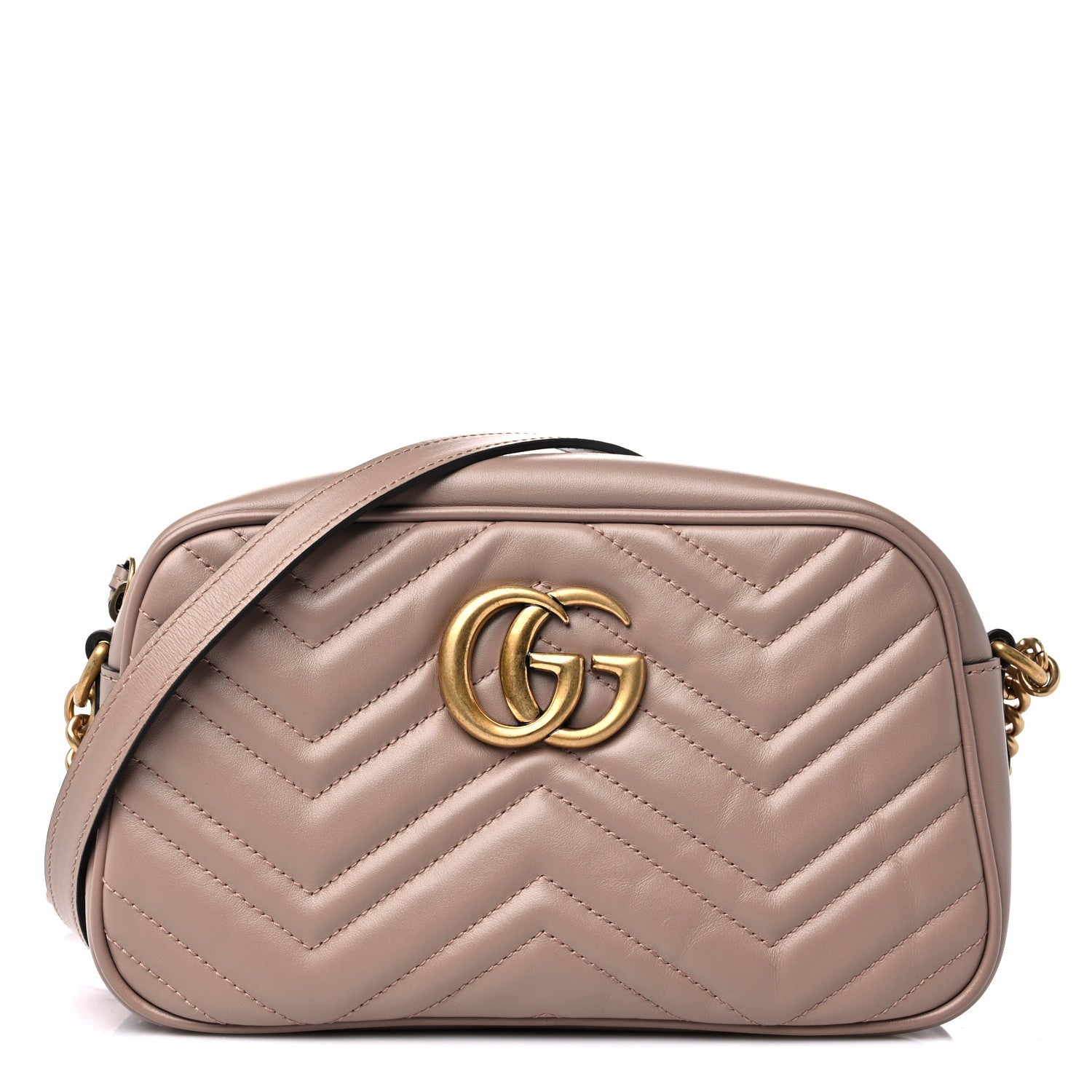 Gucci Calfskin Matelasse Small GG Marmont Chain Shoulder Bag Porcelain Rose 1 of 10