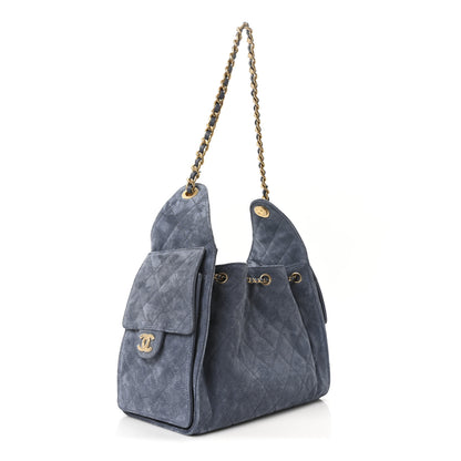 Chanel Suede Quilted Small Chanel 25 Handbag Blue 3 of 11