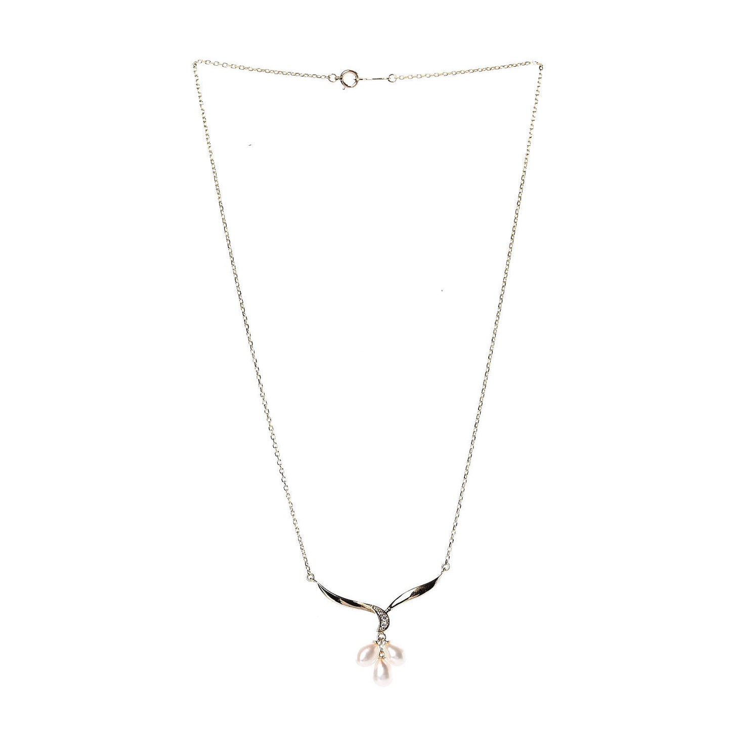 18K Yellow Gold Diamond Akoya Pearl Drop Pendant Necklace