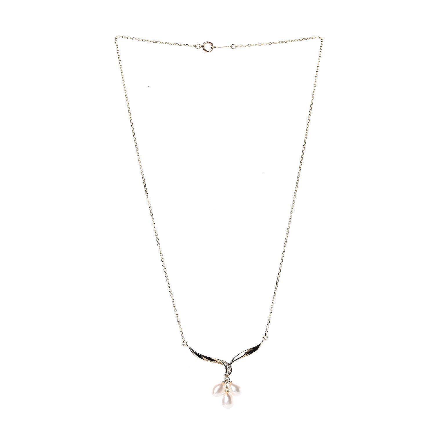 Mikimoto 18K Yellow Gold Diamond Akoya Pearl Drop Pendant Necklace 3 of 6