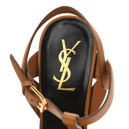 Saint Laurent Calfskin Tribute 105 Platform Sandals 37 Cognac 7 of 9