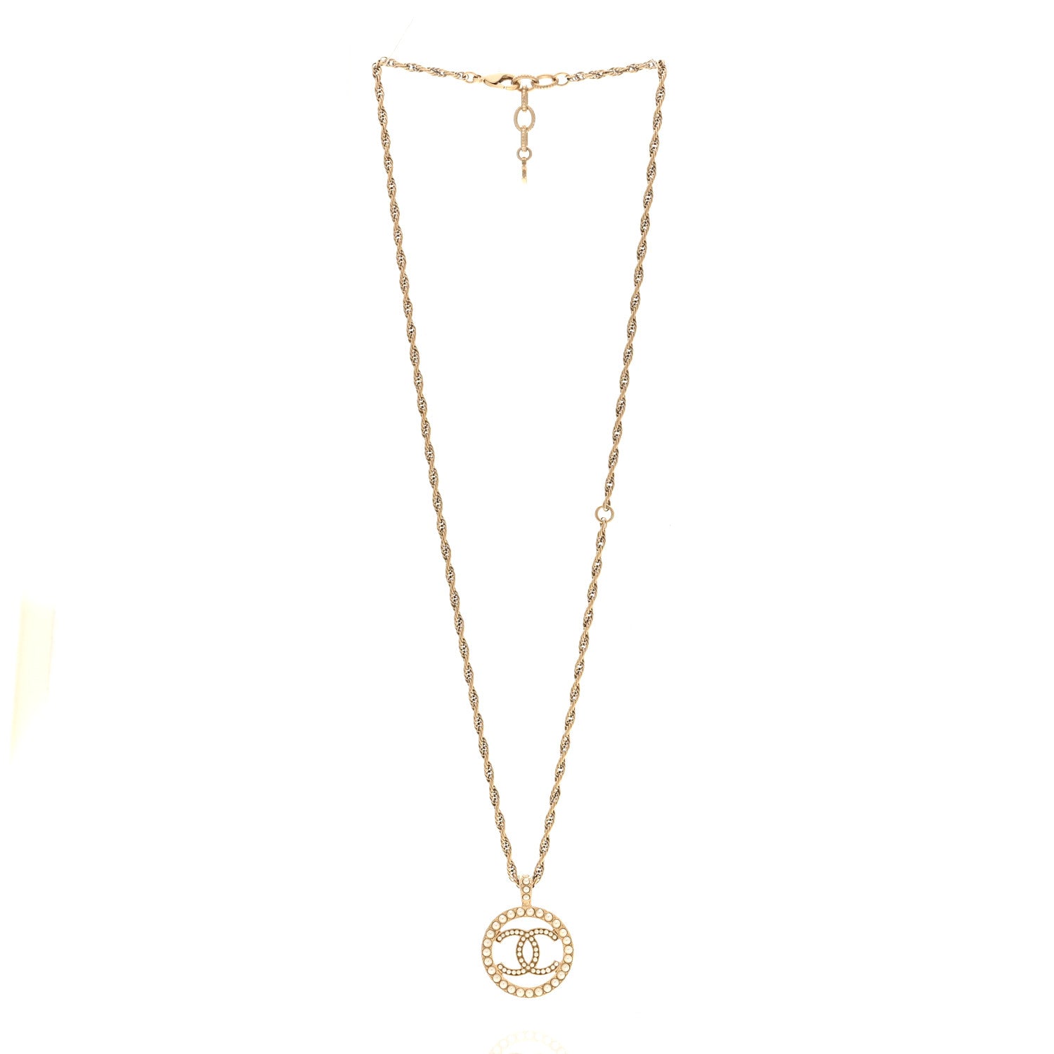 Chanel Pearl CC Round Pendant Necklace Gold 3 of 6