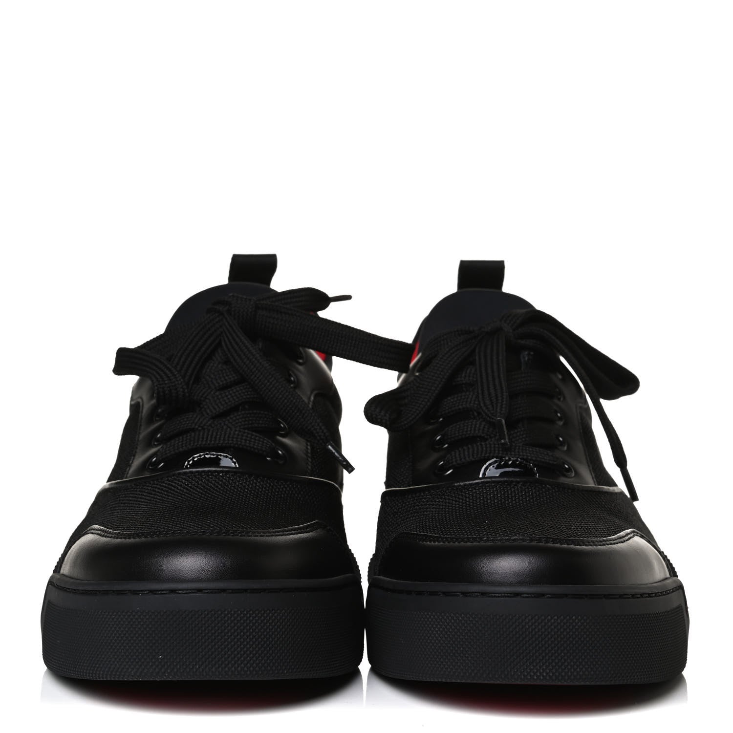 Christian Louboutin Calfskin Tisse Serre Patent Neoprene Aurelien Flat Sneakers 40 Black 2 of 13