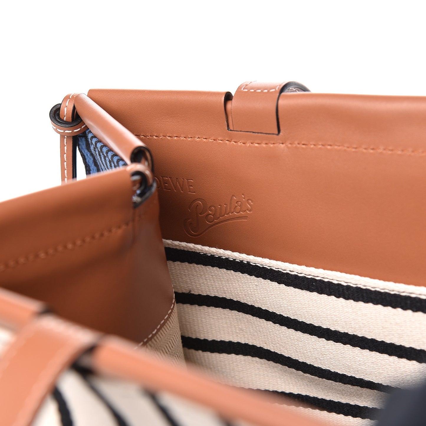 Canvas Calfskin Print Paulas Ibiza Stripes Cushion Tote Red White