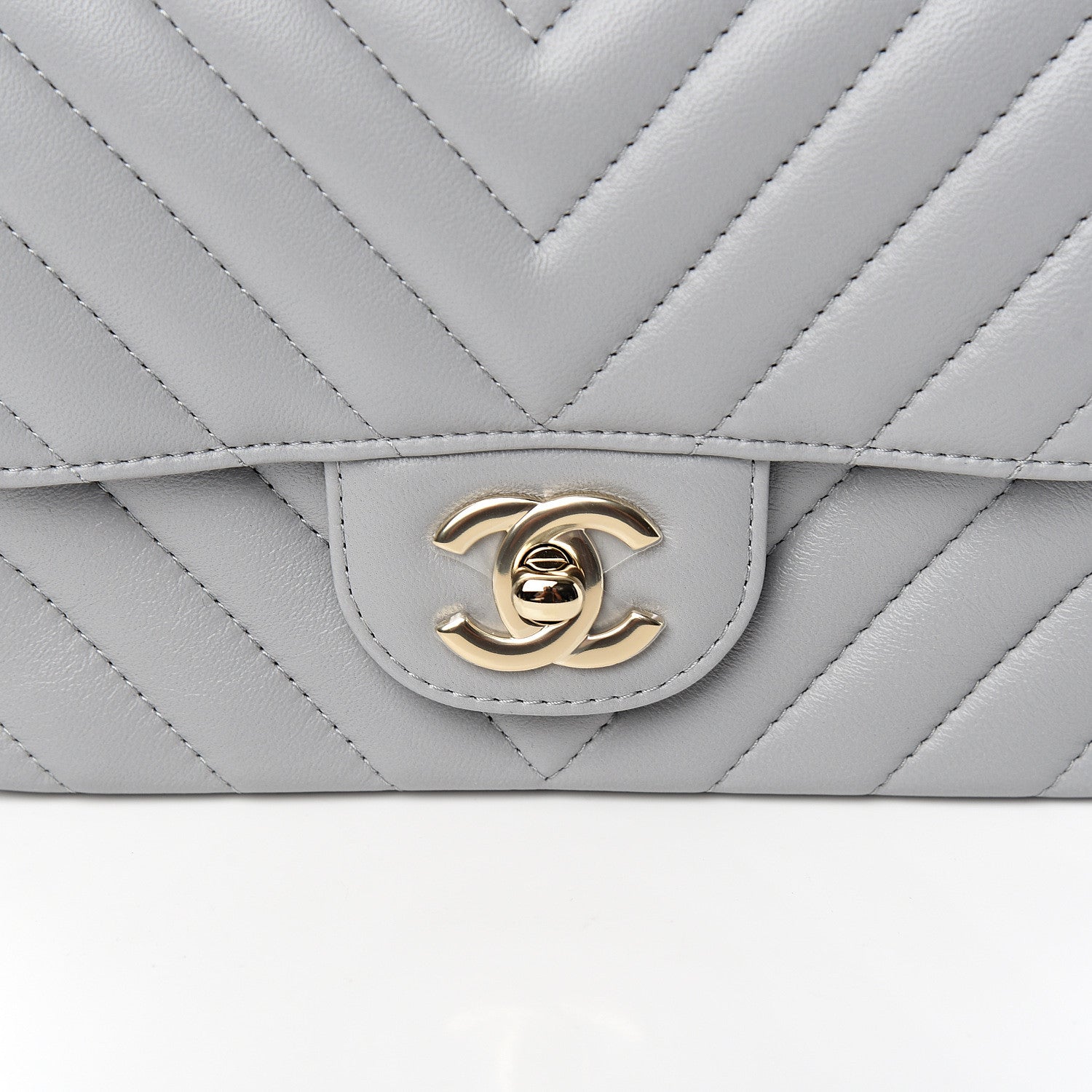 Chanel Lambskin Chevron Quilted Mini Square Flap Grey 9 of 10