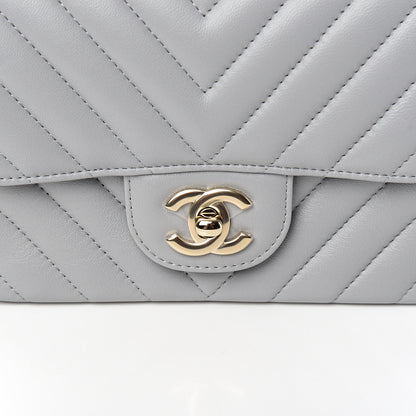 Chanel Lambskin Chevron Quilted Mini Square Flap Grey 9 of 10