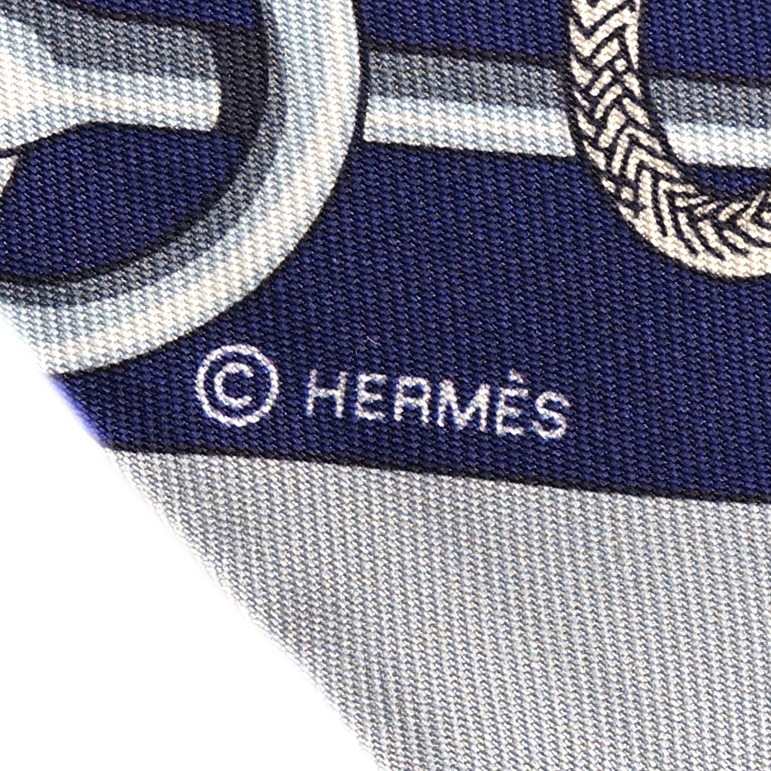 Hermes Silk Cliquetis Twilly Marine White Marron 4 of 4