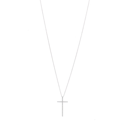Tiffany 18K White Gold Diamond Metro Cross Pendant Necklace 1 of 6