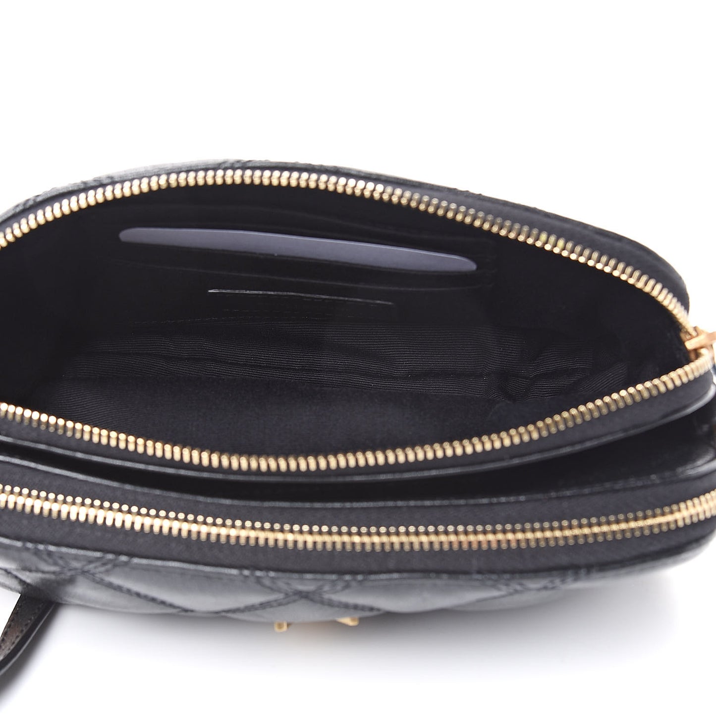 Grained Lambskin Quilted Mini Becky Double Zip Bag Black