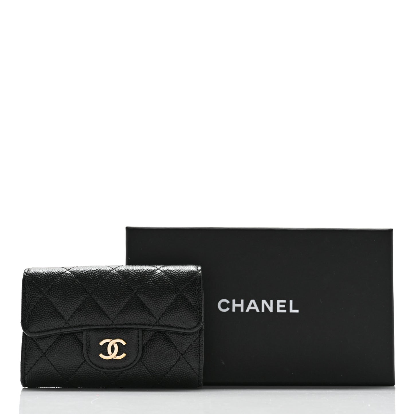 Caviar Quilted Classic 4 Key Holder Wallet Black