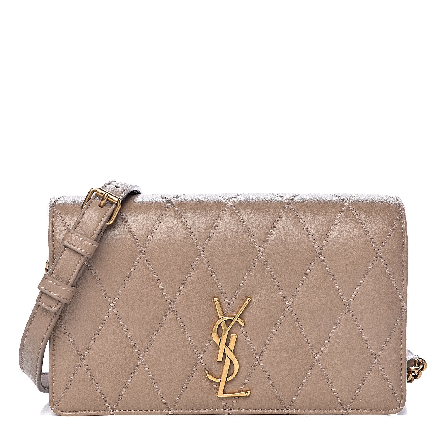 Saint Laurent Lambskin Diamond Quilted Angie Chain Bag Dusty Grey 1 of 10