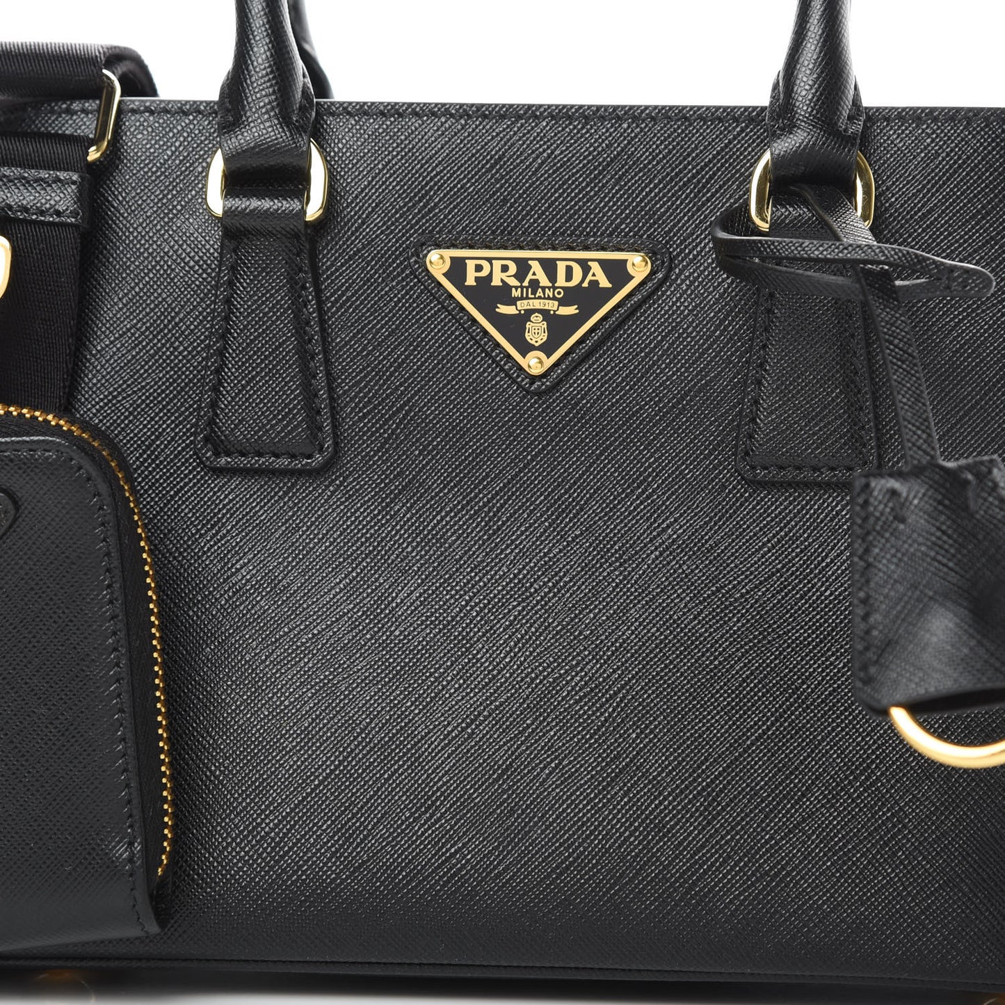 Saffiano Lux Micro Galleria Shoulder Bag Black