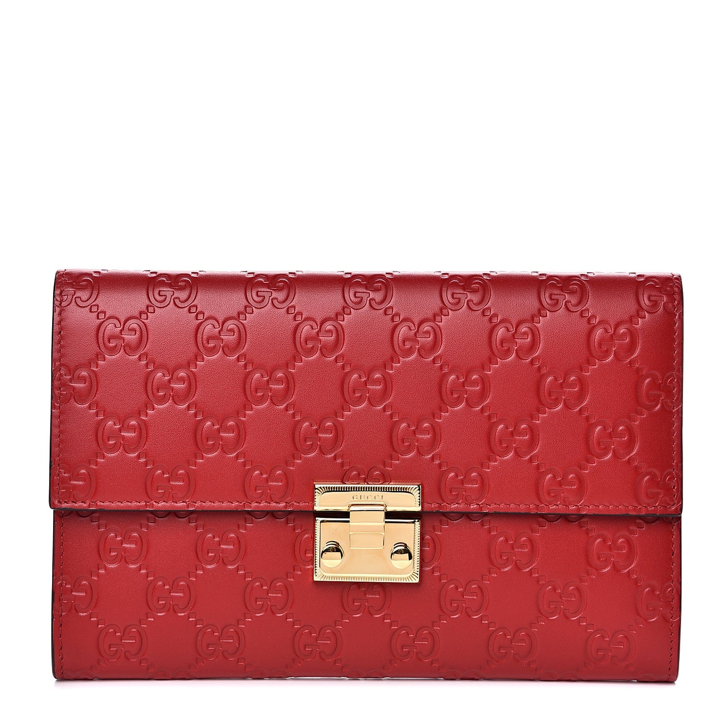 Guccissima Padlock Clutch Hibiscus Red