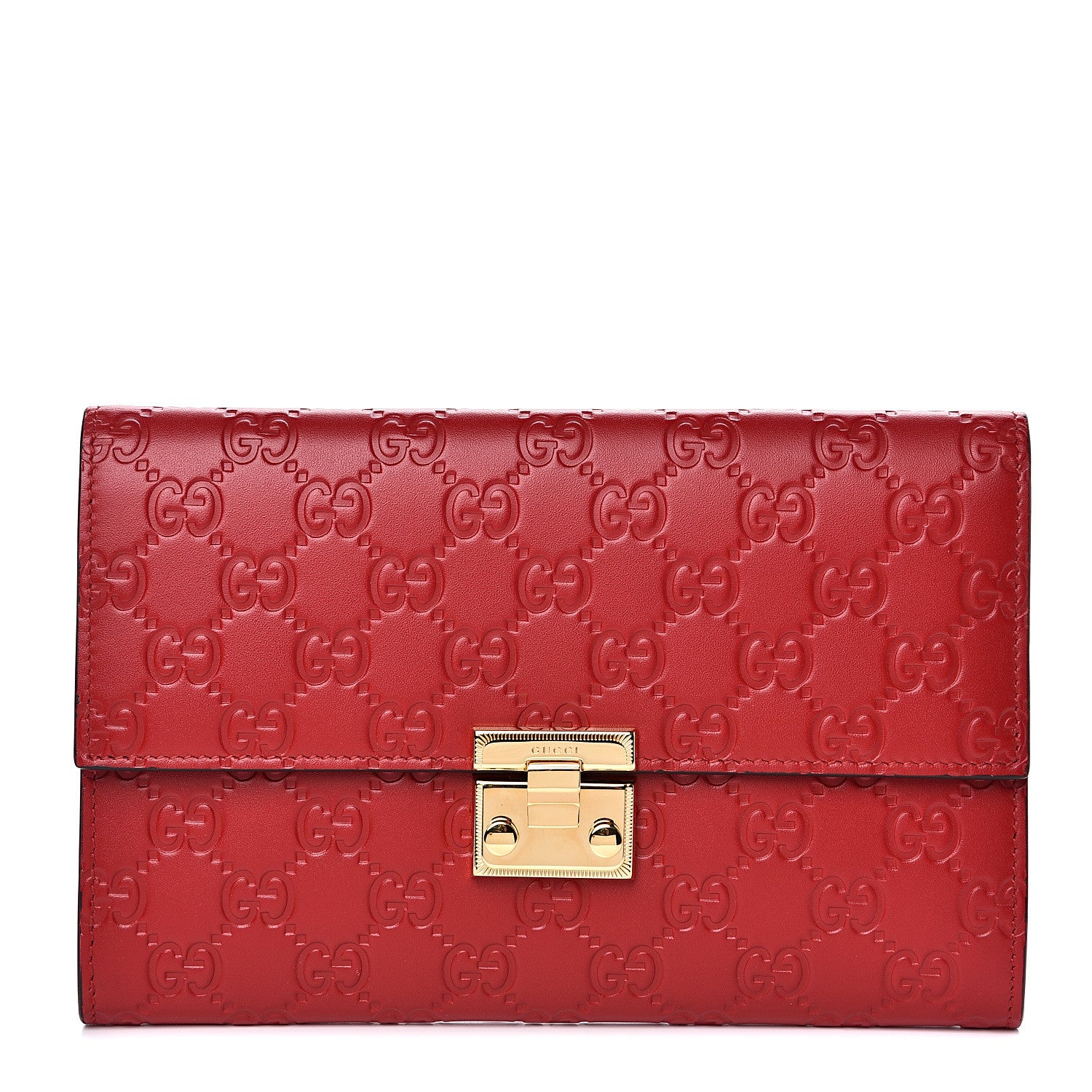 Gucci Guccissima Padlock Clutch Hibiscus Red 1 of 9
