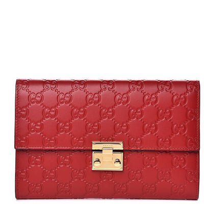 Gucci Guccissima Padlock Clutch Hibiscus Red 1 of 9
