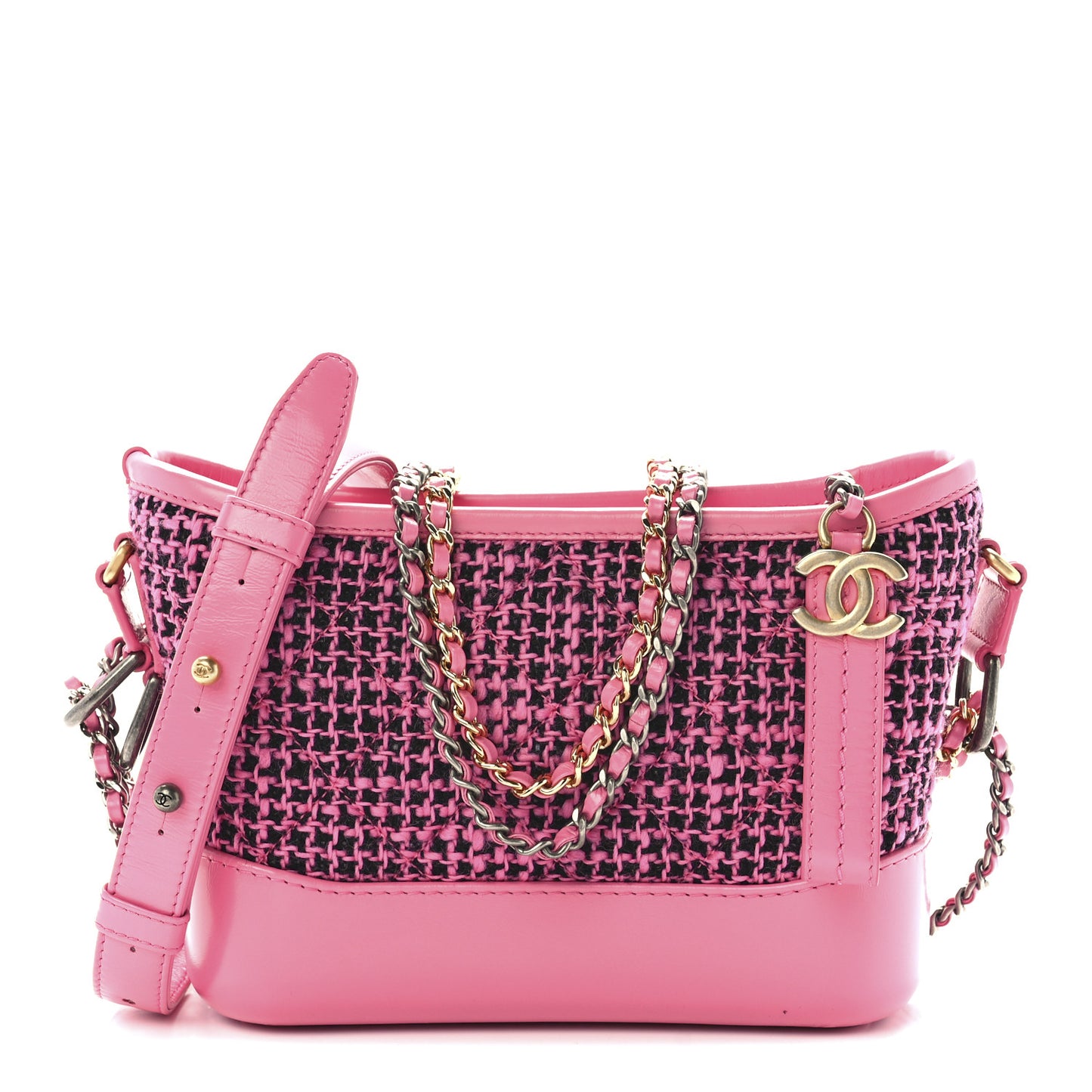 Tweed Calfskin Small Gabrielle Hobo Pink