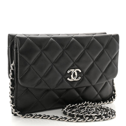 Chanel Lambskin Quilted Double Sided Wallet On Chain WOC Black 3 of 14