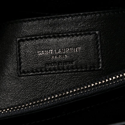 Saint Laurent Sheepskin Matelasse Chevron Monogram Medium College Bag Black 8 of 13