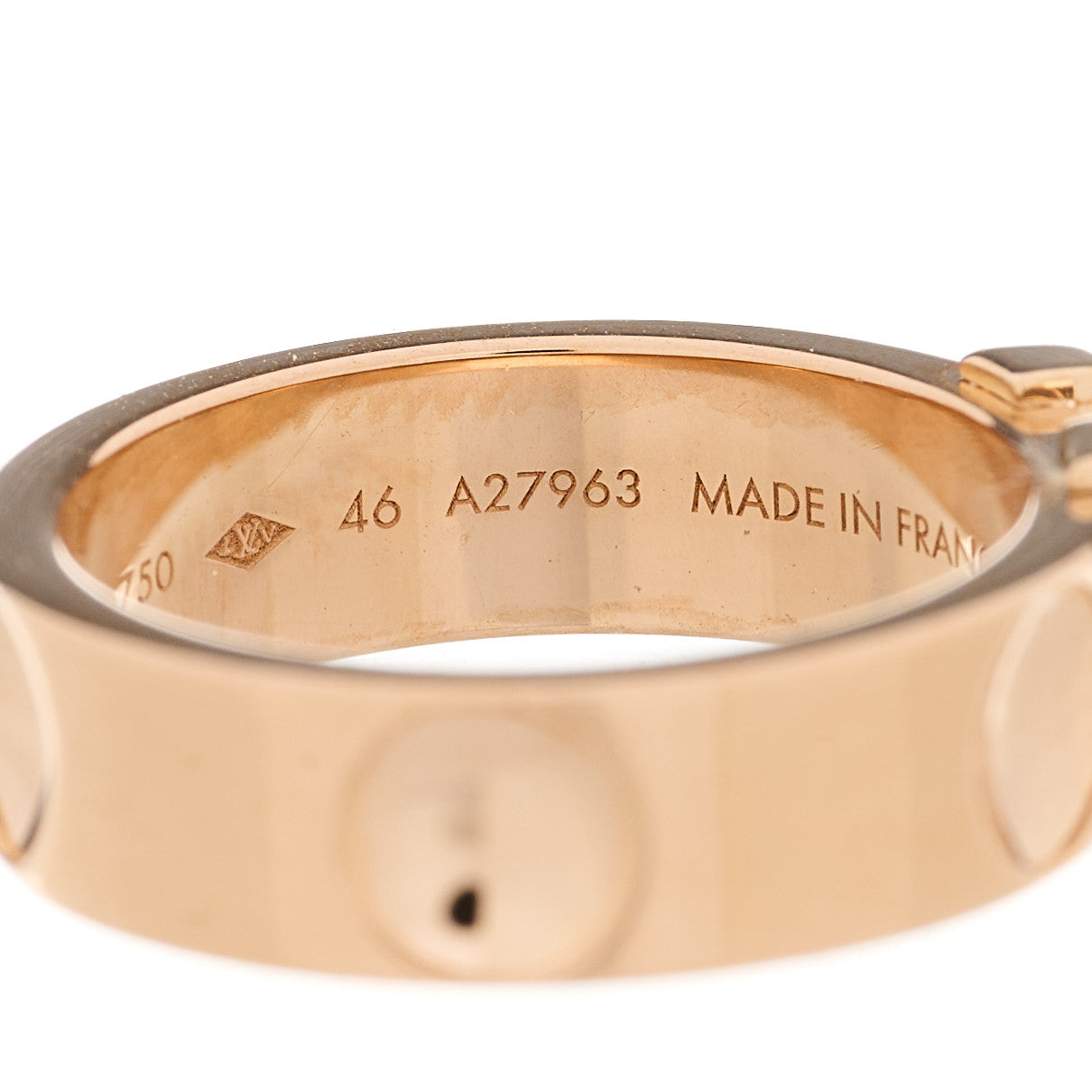 Louis Vuitton 18K Pink Gold Empreinte LV Ring 46 3.75 6 of 8