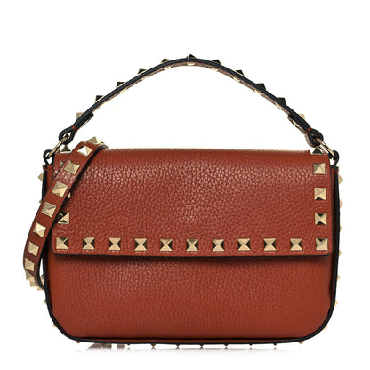 Valentino Garavani Grainy Calfskin Rockstud Crossbody Pouch Saddle Brown 1 of 12
