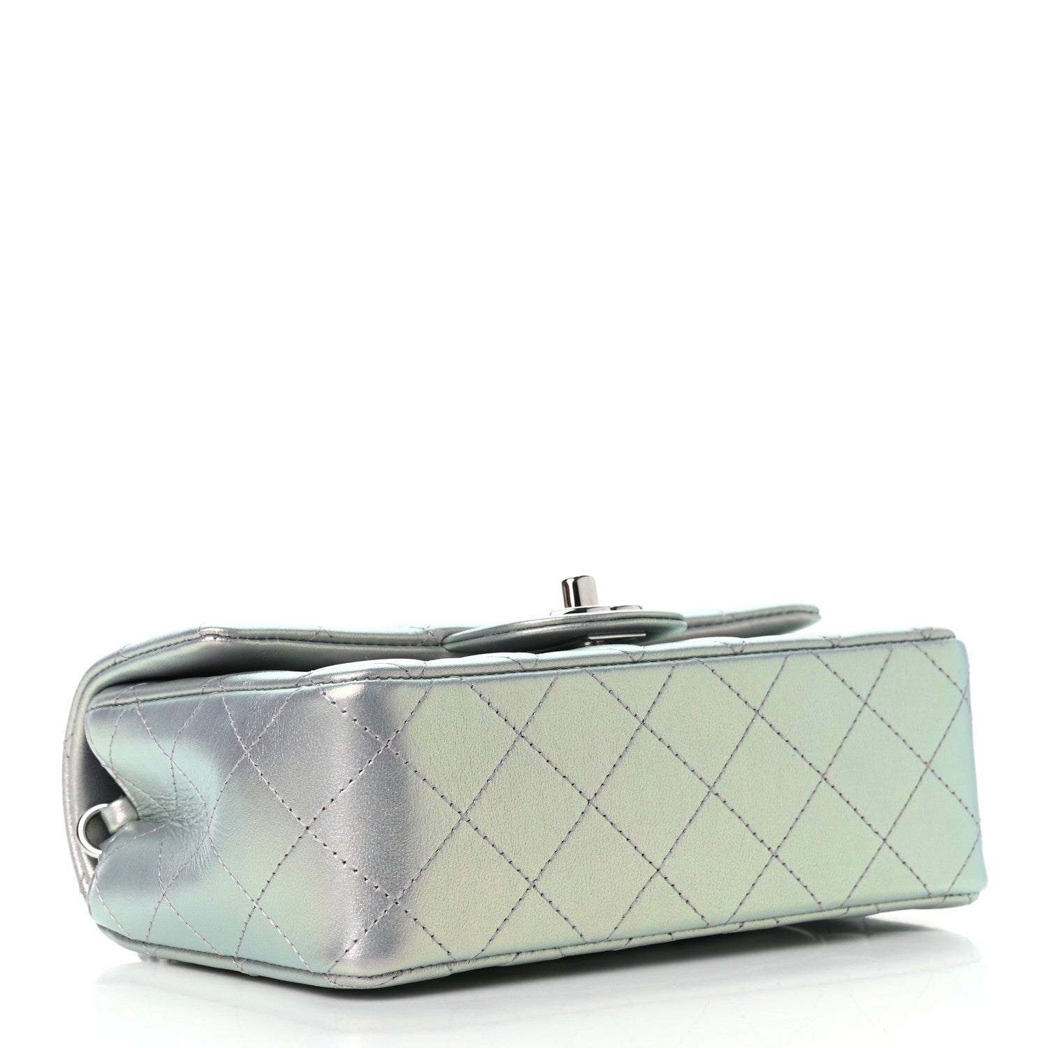 Chanel Iridescent Calfskin Quilted Mini Rectangular Flap Light Purple 4 of 9