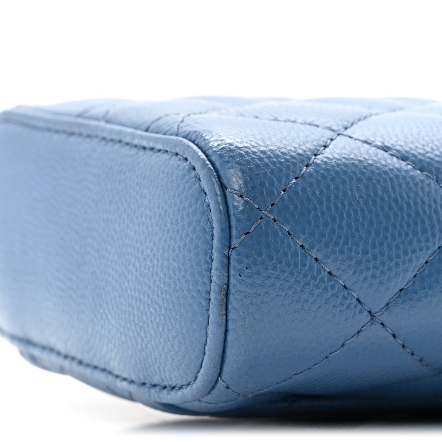 Caviar Quilted Phone Holder With Chain Blue