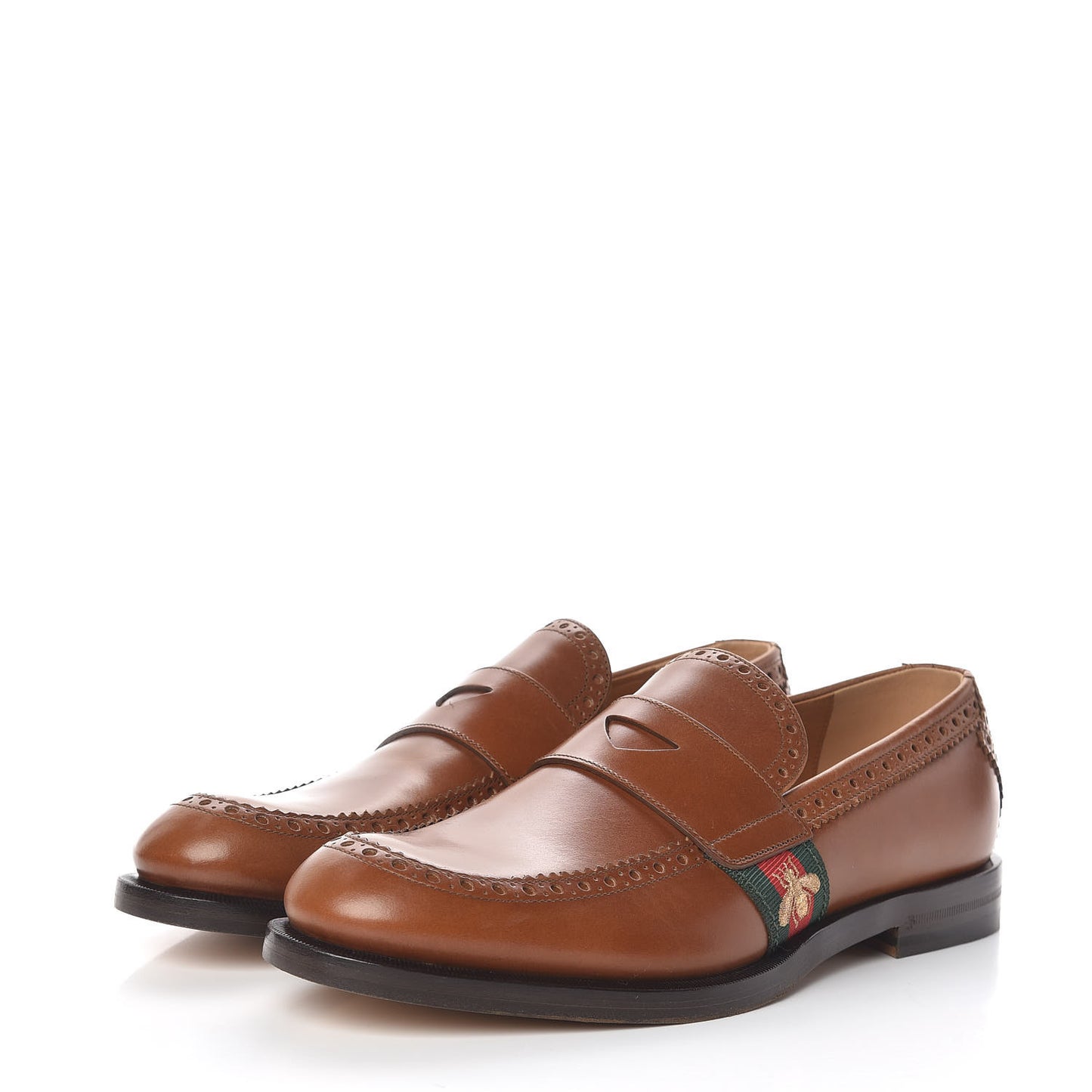 Calfskin Web Bee Mens Spirit Loafers 7.5 Cuir