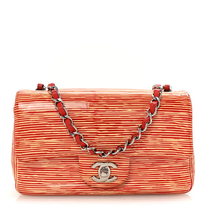 Chanel Patent Calfskin Striped Mini Rectangular Flap Red 1 of 10