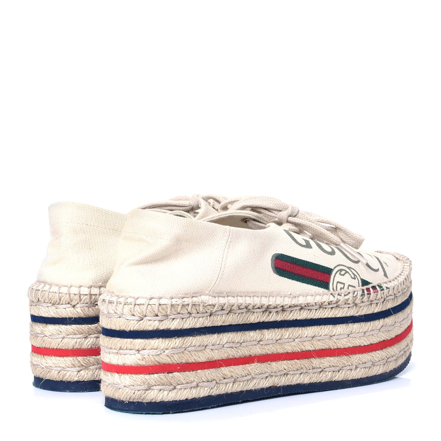Canvas Logo Lace-Up Platform Espadrilles 35 Greggio Grege