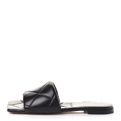 Bottega Veneta Nappa Quilted Rubber Lido Flat Sandals 41 Black 1 of 9