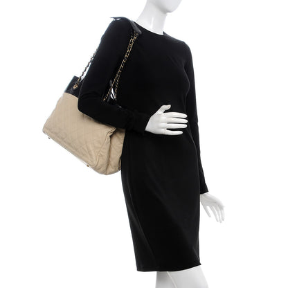 Chanel Calfskin Quilted In The Mix Shopping Tote Beige Black 3 of 10