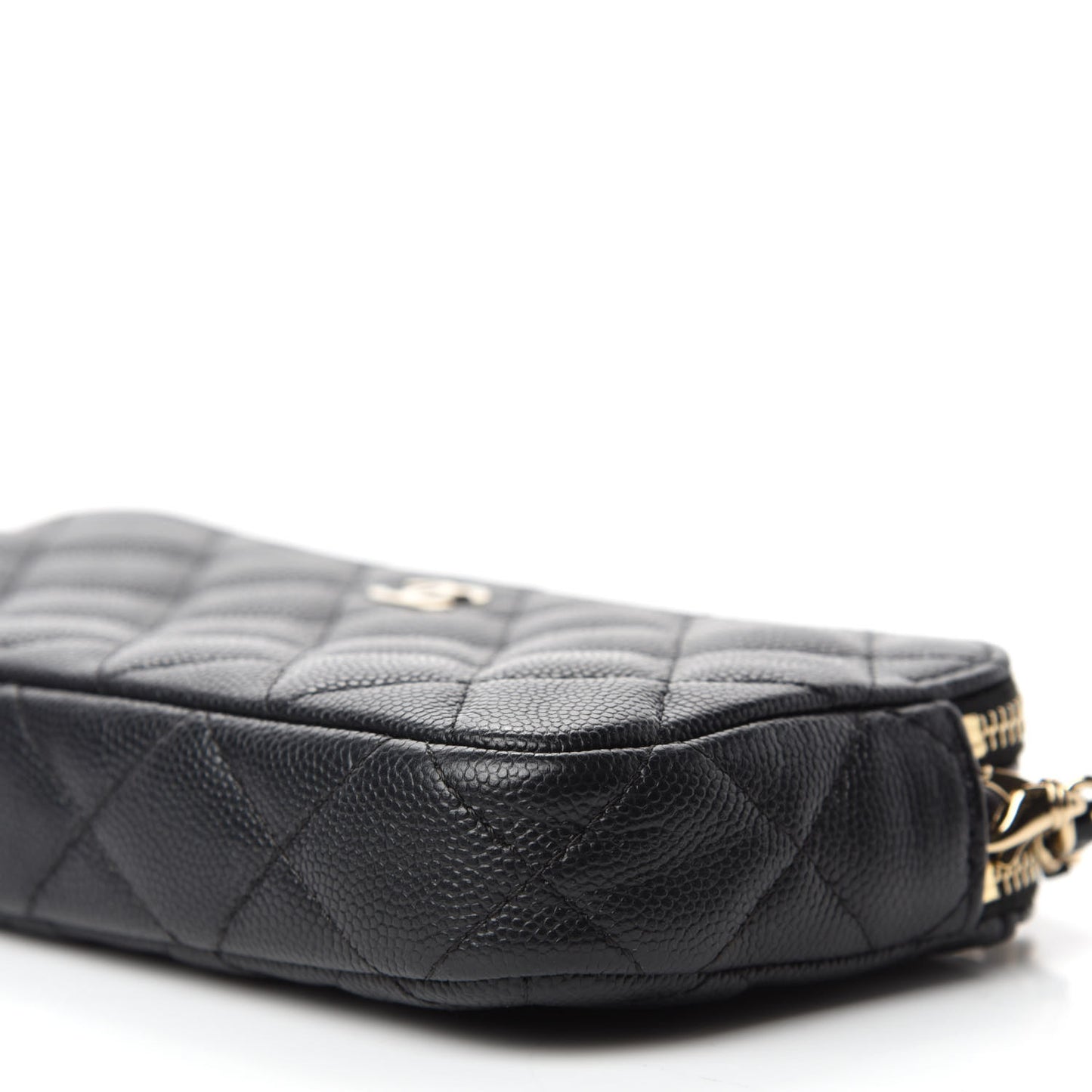 Caviar Quilted Small Clutch With Chain Black