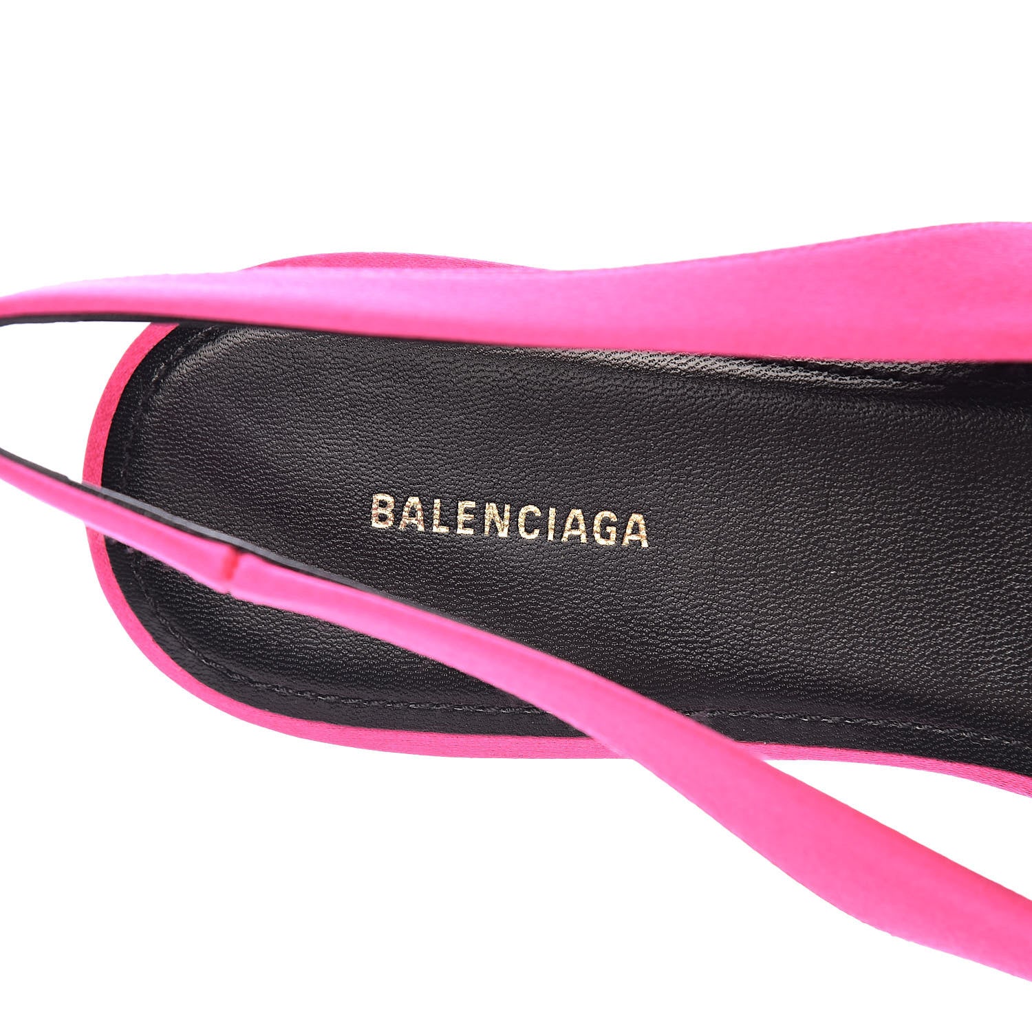 Balenciaga Satin BB Knife Pointy Toe Slingback Flats 38.5 Neon Pink 6 of 12