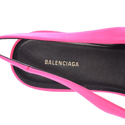 Balenciaga Satin BB Knife Pointy Toe Slingback Flats 38.5 Neon Pink 6 of 12